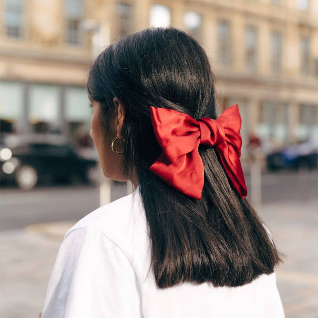 Satin Big Bow Hair Clip Barrette Six Colours Available, 1 of 12