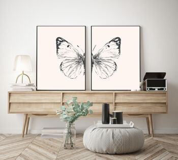 Butterfly Print Black And White Set Of Two, 3 of 3