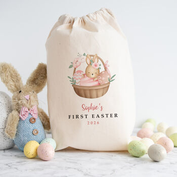 Easter Bunny Drawstring Bag With Name, 2 of 4