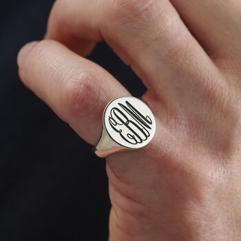 Men’s Chunky Monogrammed Signet Ring, 2 of 8