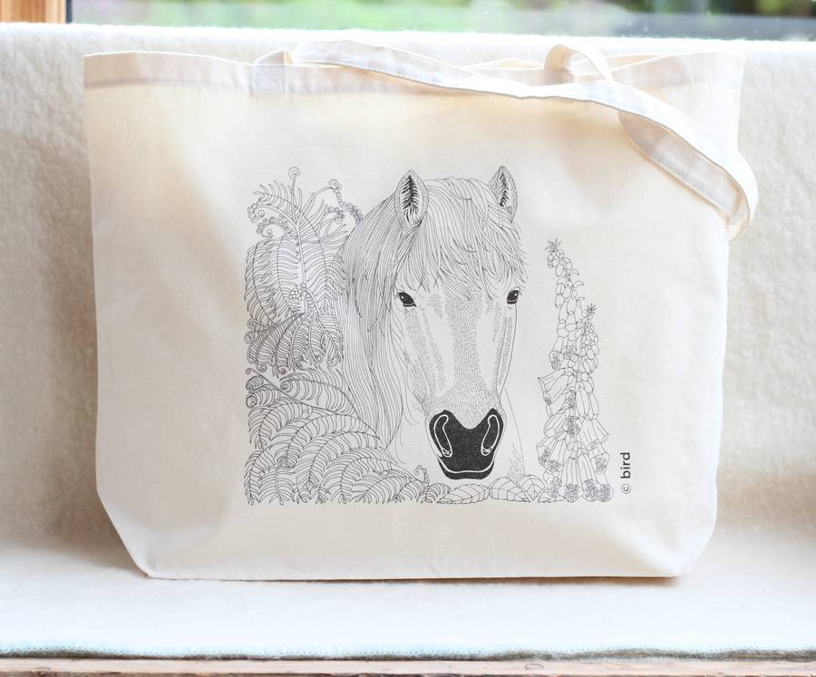 Horse Print Canvas Shopper Bag By Bird