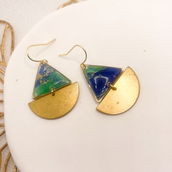 Blue And Green Sailing Boat Statement Earrings, 5 of 9