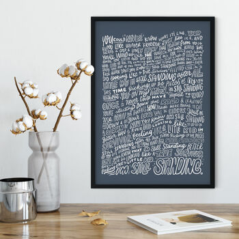 Personalised Song Lyrics Hand Lettered Art, 6 of 9