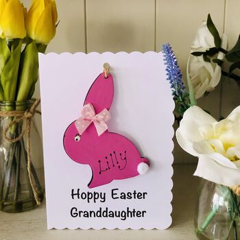 Personalised Easter Bunny Card Granddaughter Grandson, 6 of 7