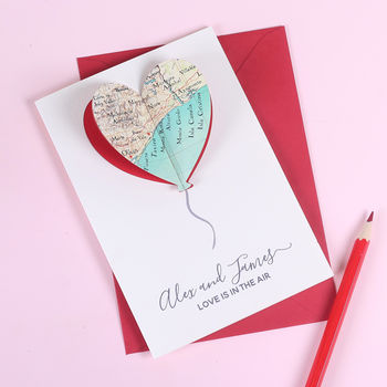 Personalised Map Heart Balloon Valentine's Card, 10 of 11