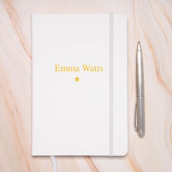 Personalised Yellow Star School Teachers Pu A5 Notebook, 4 of 4