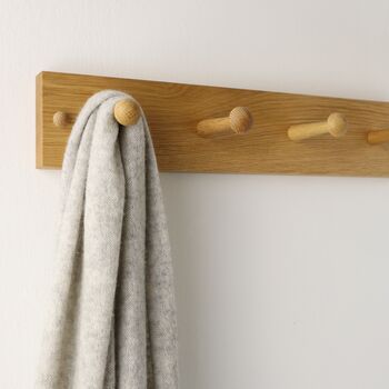 Solid Oak Shaker Style Peg Kitchen Rail Or Coat Rack, 7 of 9