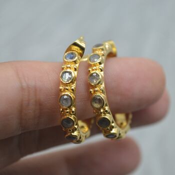 Labradorite Hoop Earrings: Silver Or Gold, 10 of 12