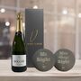 Vino Coco Champagne Gift Set With Mr And Mrs Slate Coasters Perfect For Anniversaries And Wedding Presents, thumbnail 1 of 8