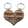 Personalised Couples' Romantic Joining Heart Keyring, thumbnail 2 of 2