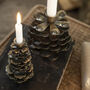 Scandinavian Metal Pine Cone Candle Holder | Two Sizes, thumbnail 1 of 3