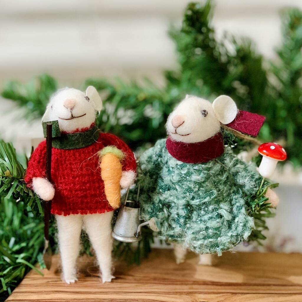 Christmas Mice Wool Felt Mouse Handcraft Animal Mice Decorations For Home  Room Holiday Wedding