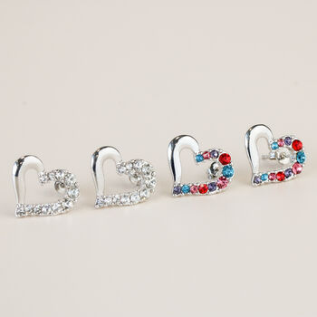 Sparkly Crystal Heart Stud Earrings, 3 of 3