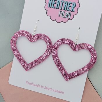 Large Sparkly Heart Earrings, 2 of 12