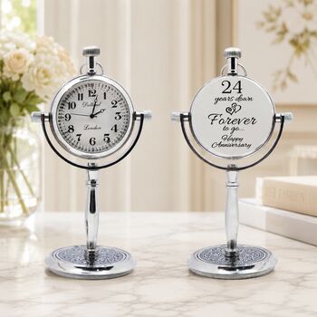 Personalised 1st Anniversary Silver Colour Desk Clock – Engraved Father's Day Gift For Dad, 2 of 10