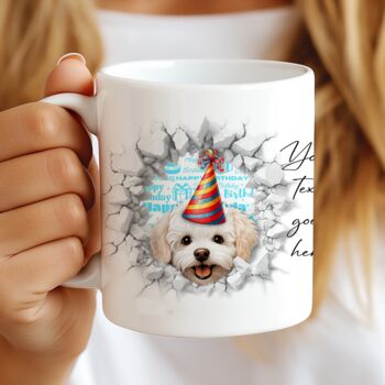 Personalised Bichon Frise Birthday Break Through Dog, 8 of 9
