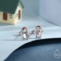 Sterling Silver Cute Snowman With Christmas Hat Stud Earrings, thumbnail 1 of 11