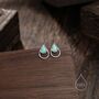 Aqua Green Opal Droplet Stud Earrings Sterling Silver, thumbnail 4 of 10