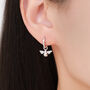 Sterling Silver Dangling Bee Hoop Earrings, thumbnail 1 of 11