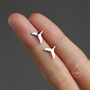 Sterling Silver Whale Tail Stud Earrings, thumbnail 3 of 11