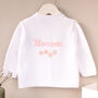 Personalised White Blossom Cardigan For Baby Flower Girls, thumbnail 1 of 12