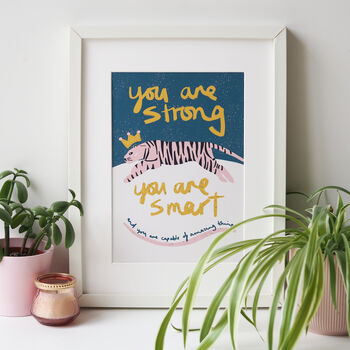 You Are Strong Tiger Typography Print, 5 of 6