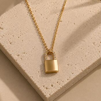 18k Gold Plated Padlock Keepsake Necklace, 2 of 3
