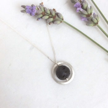 Sterling Silver Circle Lava Stone Diffuser Necklace, 2 of 4
