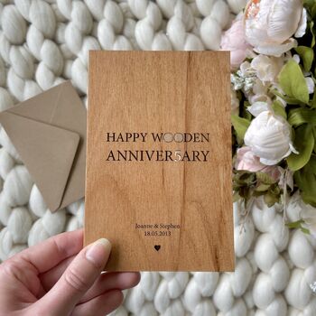 Five Year Wooden Anniversary Personalised Plaque, 2 of 9