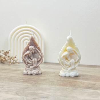 Christmas Holy Family Nativity Candle In Angel Wings, 7 of 9