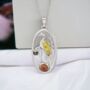 Baltic Amber Heron Necklace In Sterling Silver, thumbnail 1 of 12