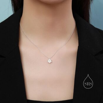 Sterling Silver Water Lily Lotus Flower Blossom Stud Earrings And Necklace, 6 of 12
