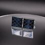 Silver Blue Square Cufflinks Luxury Blue, thumbnail 4 of 6