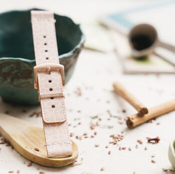 'Pink Moorish' Leather Smartwatch Strap; Handmade Band, 5 of 8
