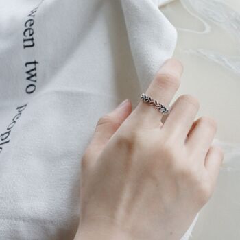 Sterling Silver Laurel Leaf Adjustable Ring, 2 of 4