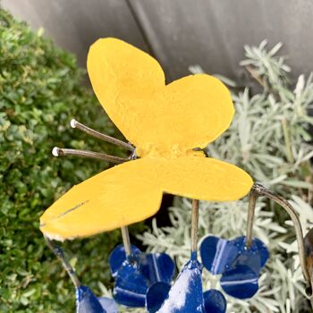 Bluebell And Yellow Butterfly Garden Stake Art092, 6 of 8
