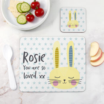 Personalised Kid's Bunny Rabbit Placemat Set, 2 of 11