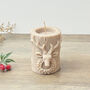 Beige Stag Christmas Pillar Candle Christmas Reindeer Decor, thumbnail 5 of 10