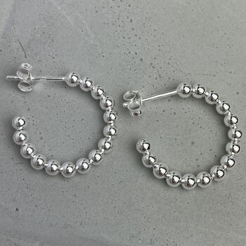 Sterling Silver Jewellery, Bead Ball Hoops Earrings, 5 of 12