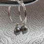 Grey Pearl Earrings Sterling Silver Hoops With Pearls, thumbnail 1 of 4