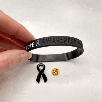 Black Awareness Ribbon Bracelet Wristband, 6 of 9