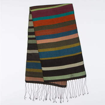 Handwoven Contemporary Stripe Silk Scarf, 4 of 4