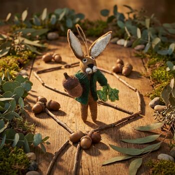 Handmade Felt Cedric The Hare Hanging Decoration, 2 of 3