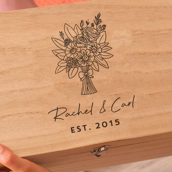 Personalised Flowers Wedding Keepsake Gift For Couples Anniversary Box, 2 of 4