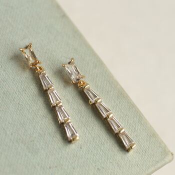 Art Deco Baguette Diamond Drop Earrings, 4 of 6