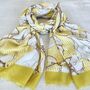 Mother's Day Gold Leaf Floral And Stripes Scarf, thumbnail 3 of 6