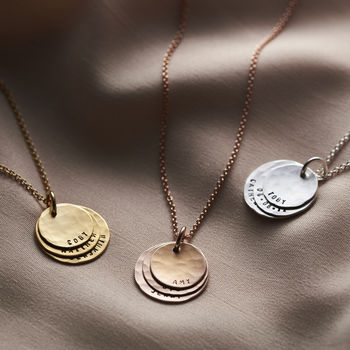 Personalised Hammered Family Disc Necklace, 10 of 12