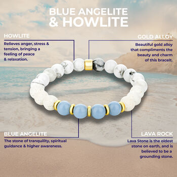 Blue Angelite Lava Stone Aromatherapy Bracelet Gift Set, 6 of 6