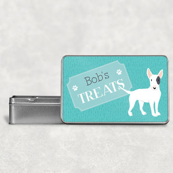 Personalised Bull Terrier Dog Treat Tin Three Colours, 3 of 3