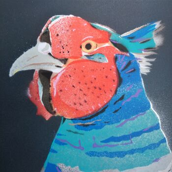 'Pheasant' Hand Stencilled Spray Paint Print, 8 of 9